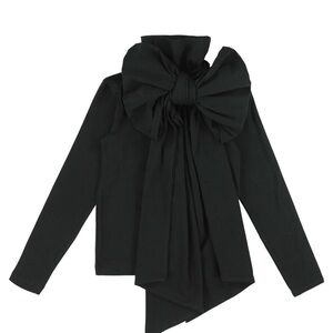 Caroline Bosmans Girl’s Black Jersey Bow Top